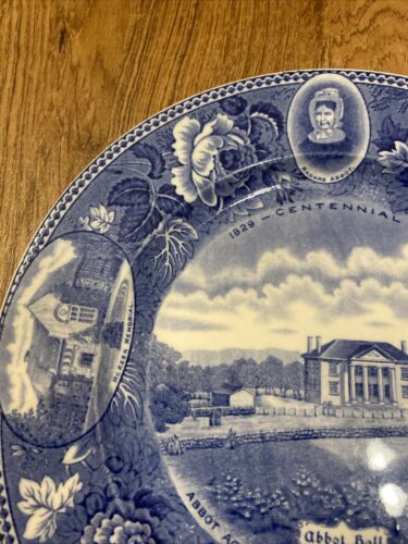 Wedgwood Abbot Academy Centennial 9 3/4" blue historical plate 1929 Abbot Ball - Picture 6 of 11