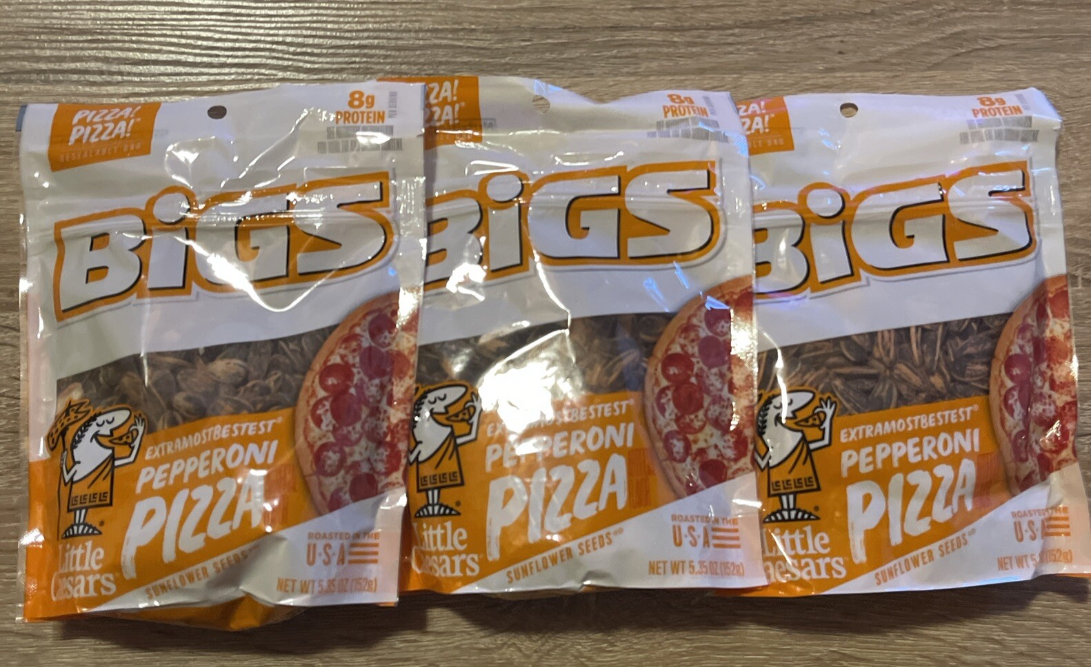 BIGS Little Caesars Pepperoni Pizza Sunflower Seeds Lot Of (3) 5.35 oz