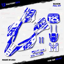 Blue & White Slick Racing Graphics Kit fits 00-07 YAMAHA TTR125 TTR 125 decal