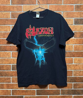 SAXON BAND THUNDERBOLT TOUR PART 2 ROCK METAL BLACK 2018 SHIRT GILDAN SIZE L