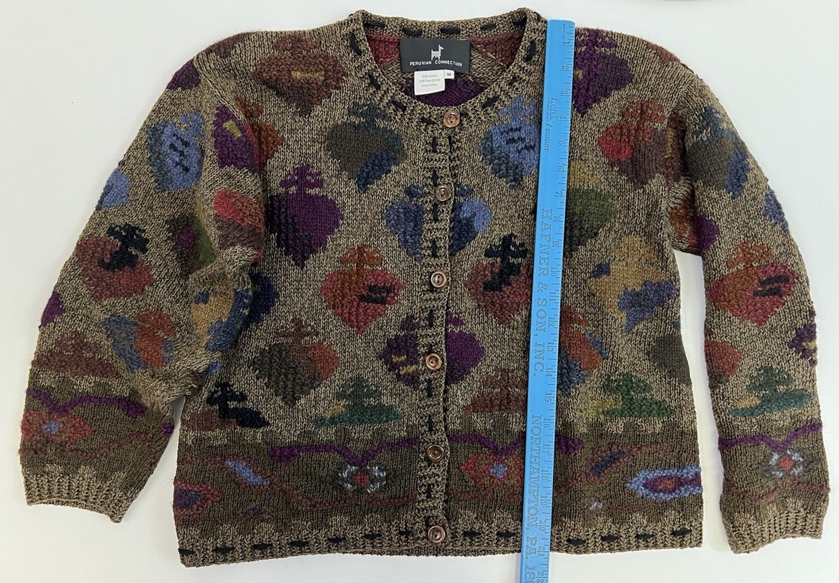 Vintage Peruvian Connection Art To Wear Cardigan Sweater