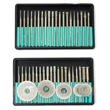 COMBO 25 pc & 20 pc Diamond Burr & Cut Off Wheel Set Polishing Glass Jewelry