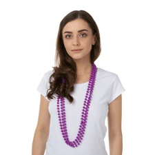 Purple 1980s Beads Fancy Dress Bead Necklace 80s Costume Neon UV Rave Beads 