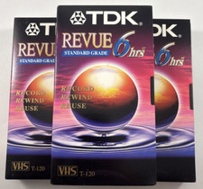 TDK Premium Quality Revue Blank VHS Tape T-120 6 hrs Brand New Sealed 3 Pack