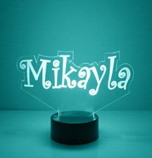 Name Light Up Night Light Lamp - 16 Color LED w/ Remote - Custom Name Light Up