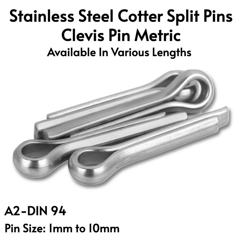 FIXINFASTENERS Stainless Steel Cotter Split Pins 1mm up to 10mm - A2 - DIN 94 Clevis Pin Metric
