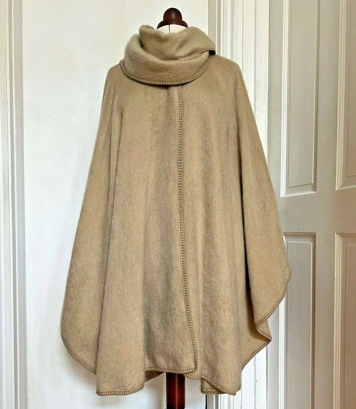 Peruvian Alpaca Poncho with Attached Scarf