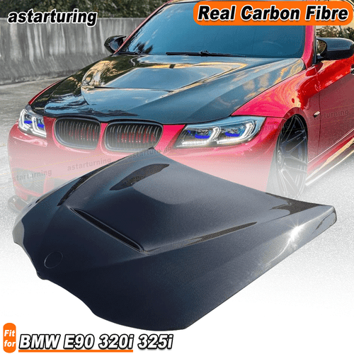 Fit For BMW E90 320i 325i 2009-12 REAL Carbon Front Bonnet Hood Engine Cover Lid - Bild 1 von 9