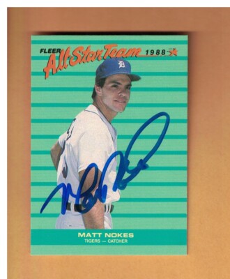 Matt Nokes AUTOGRAPHED 1988 FLEER BASEBALL CARD SIGNED DETROIT TIGERS