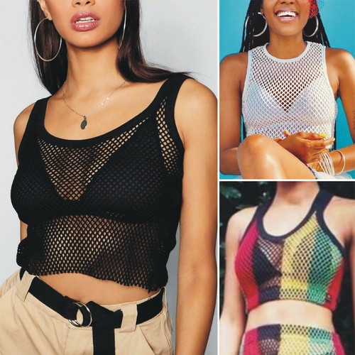 Ladies crochet Mesh Crop Top Tank 