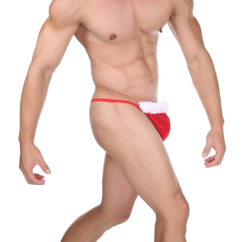 Men Thong Xmas G-string Sexy Brief Santa Underwear Cosplay Christmas Costume - Picture 3 of 6