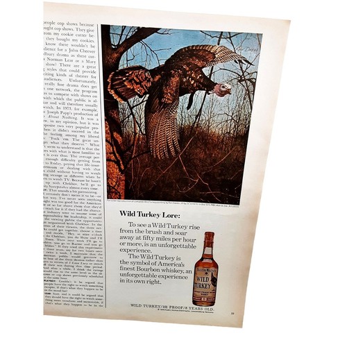 1976 Wild Turkey Bourbon Whiskey Original Print Ad vintage 70s