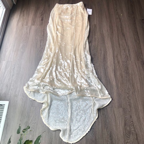Forever 21 Sequin Mermaid Maxi Dress NWT Ivory Size XS Sparkly Train Formalwear - Picture 3 of 11