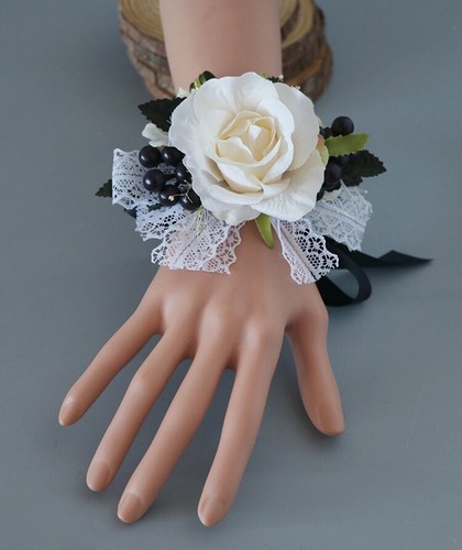 Wedding Wrist Corsage & Boutonniere Artificial Rose - Picture 3 of 9
