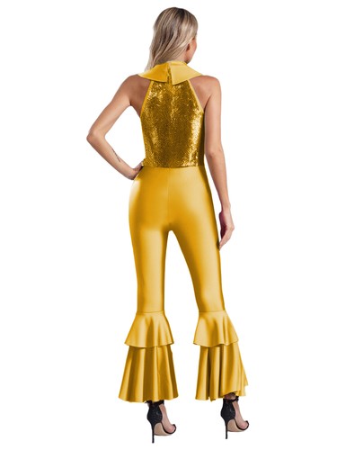 Women Jumpsuit Party Bodysuit O-Ring Front Romper Rhinestone Nightclub Stage - Picture 19 of 94