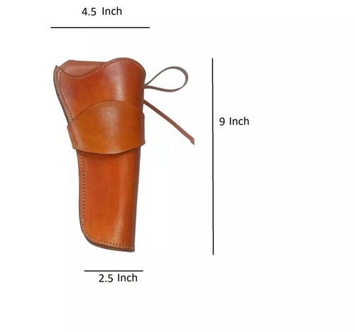 Western Gun Holster Tooled Leather with Cowboy Revolver for .22 /.35 /.387 /.45