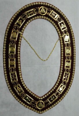 MASONIC ROYAL ARCH CHAIN COLLAR WITH RHINESTONE, MASONIC JEWEL YORK ...