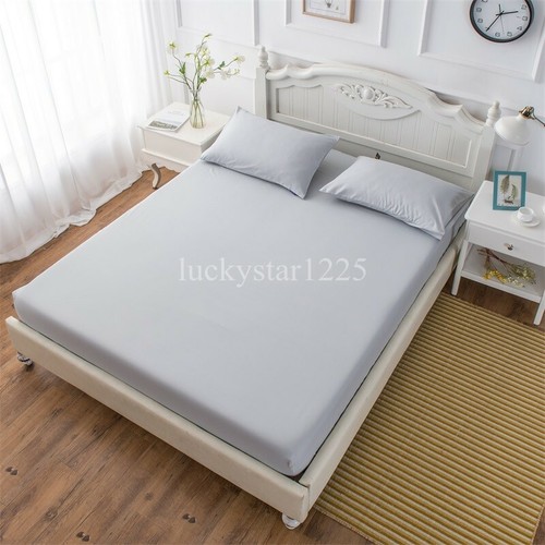 Hotel Collection Fitted Bed Sheet 100%Cotton Blend Single Double King White Gray - Picture 19 of 22