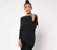 #177 Peace Love World Side Cowl Long Sleeve Top Size XL