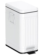 Small Bathroom Trash Can Soft Close Lid Stainless Steel White 1.6 Gal/6L