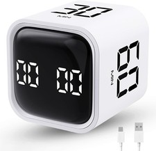 Productivity Timer Flip Gravity Sensor Cube Countdown  Small, White
