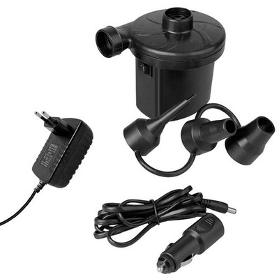 Portable Electric Air Pump Quick Fill Inflator Deflator EU 2 Pin+Car Plug Black