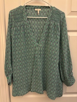 Joie Aceline Printed Silk Top Size Large MSRP $268