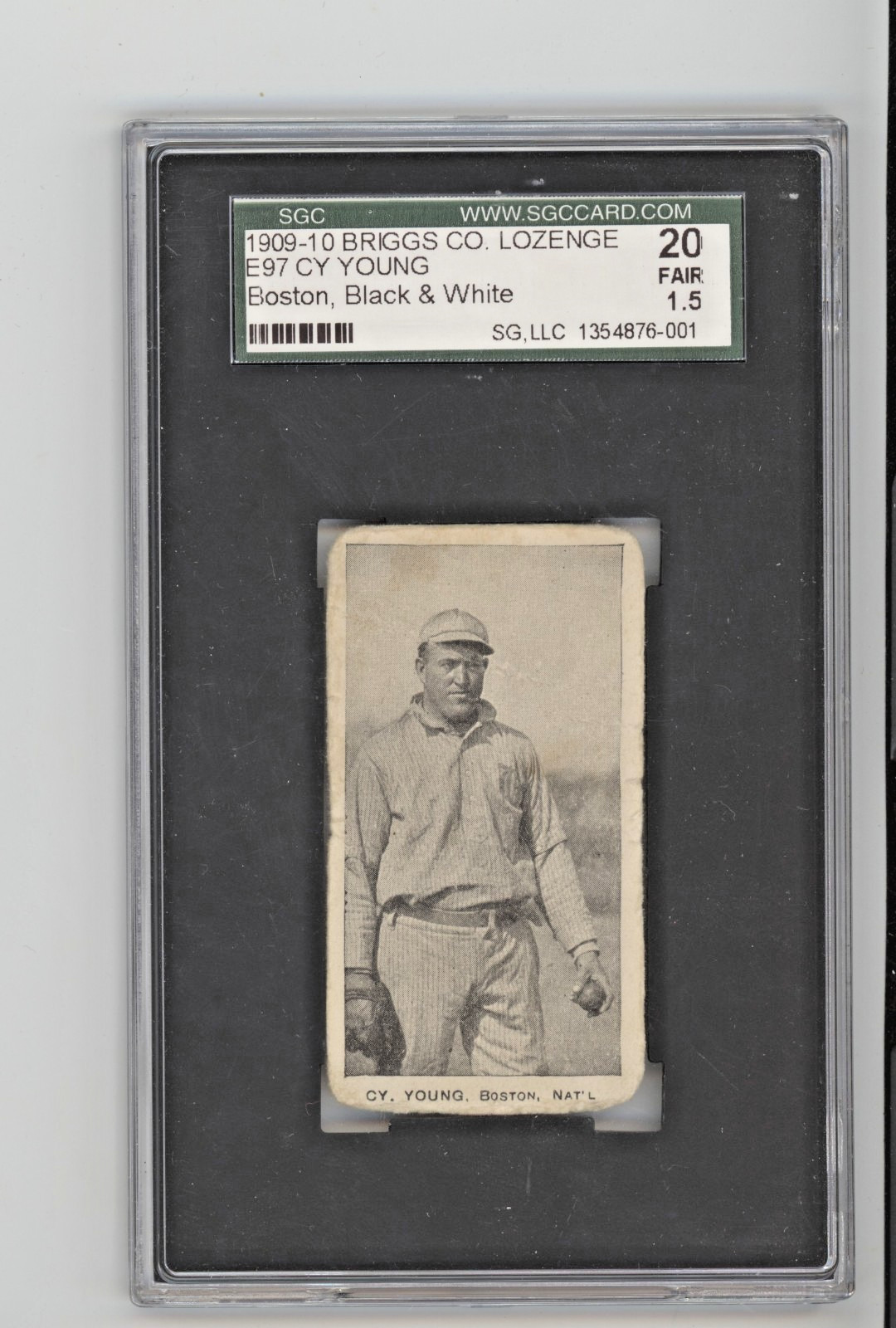 1909 E97 Briggs Candy Baseball Black & White Cy Young Boston Nat'l SGC