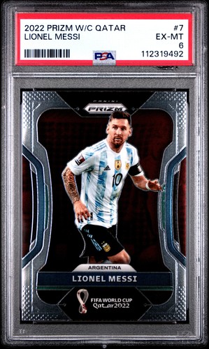 2022 PANINI PRIZM WORLD CUP QATAR #7 LIONEL MESSI PSA 6