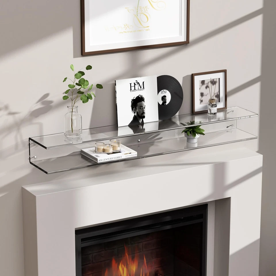 Акриловая каминная полка, настенная плавающая каминная полка для камина, литий... - Изображение 4 из 4