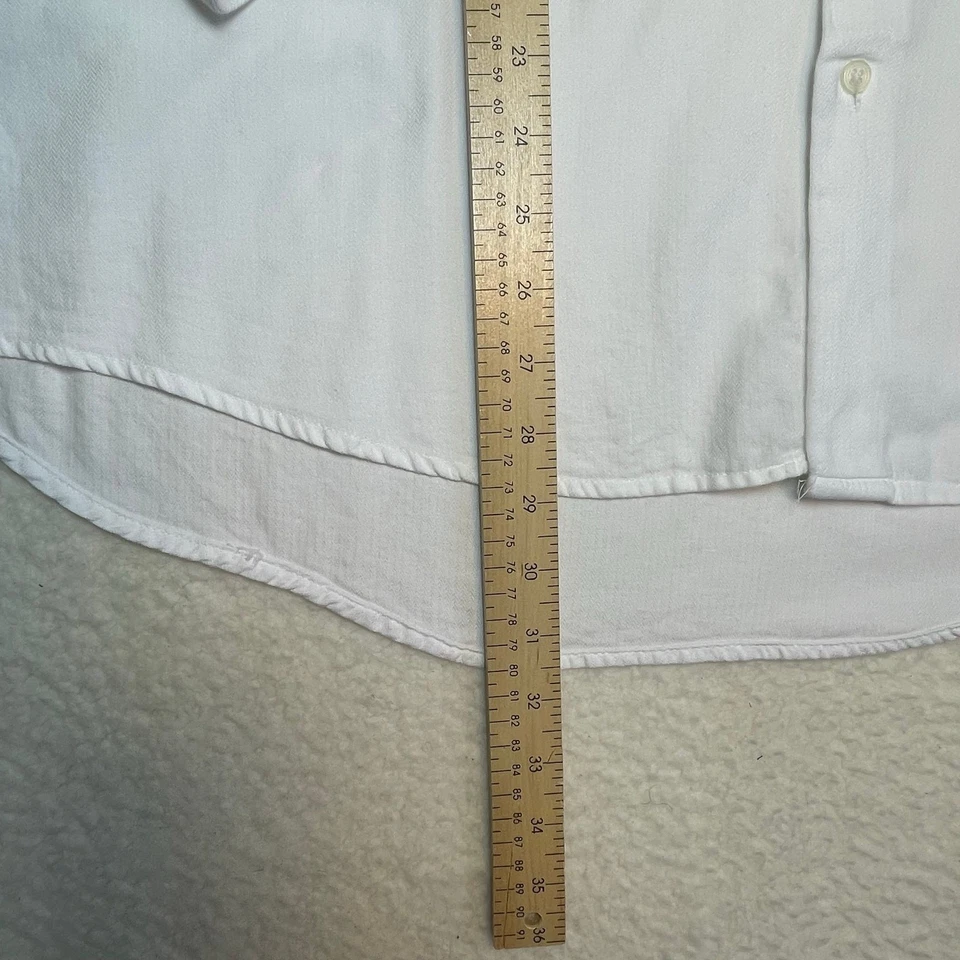 Lauren Ralph Lauren White Herringbone Dress Shirt 17 34/35 French Cuff Cotton - Image 2 of 4