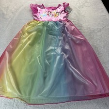 Disney Princess Fantasy Nightgown Pajamas Costume Sleep Gown Rainbow Size 8 NWTS