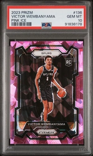 2023 PANINI PRIZM PINK ICE #136 VICTOR WEMBANYAMA ROOKIE RC PSA 10