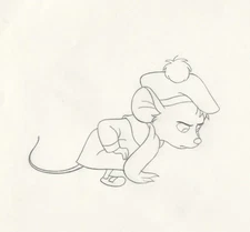 Disney THE GREAT MOUSE DETECTIVE Animation Drawing of OLIVIA FLAVERSHAM, 1986