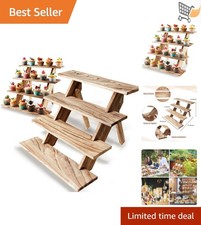 Wooden Cupcake Stand 4 Tier Rustic Hold 20 Cupcakes Party Wedding Display