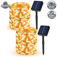 Solar Lichterkette 20M 200LED IP65 Wasserdicht 8 Modi Timer Kupferdraht Garten