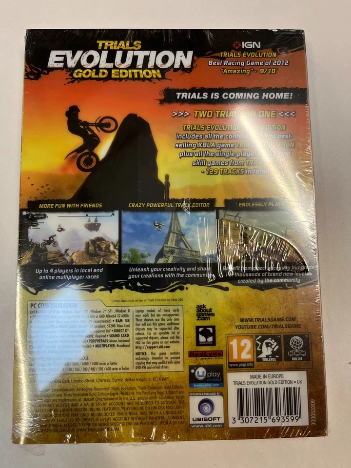 Trials Evolution Gold Edition inc Soundtrack Steelbook - PC CD ROM UK Sealed! - Image 2 of 2