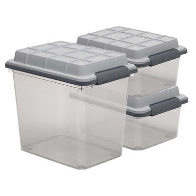 Curver Set of 3 Latch PRO Heavy Duty, Water Resistant Plastic Organization an...