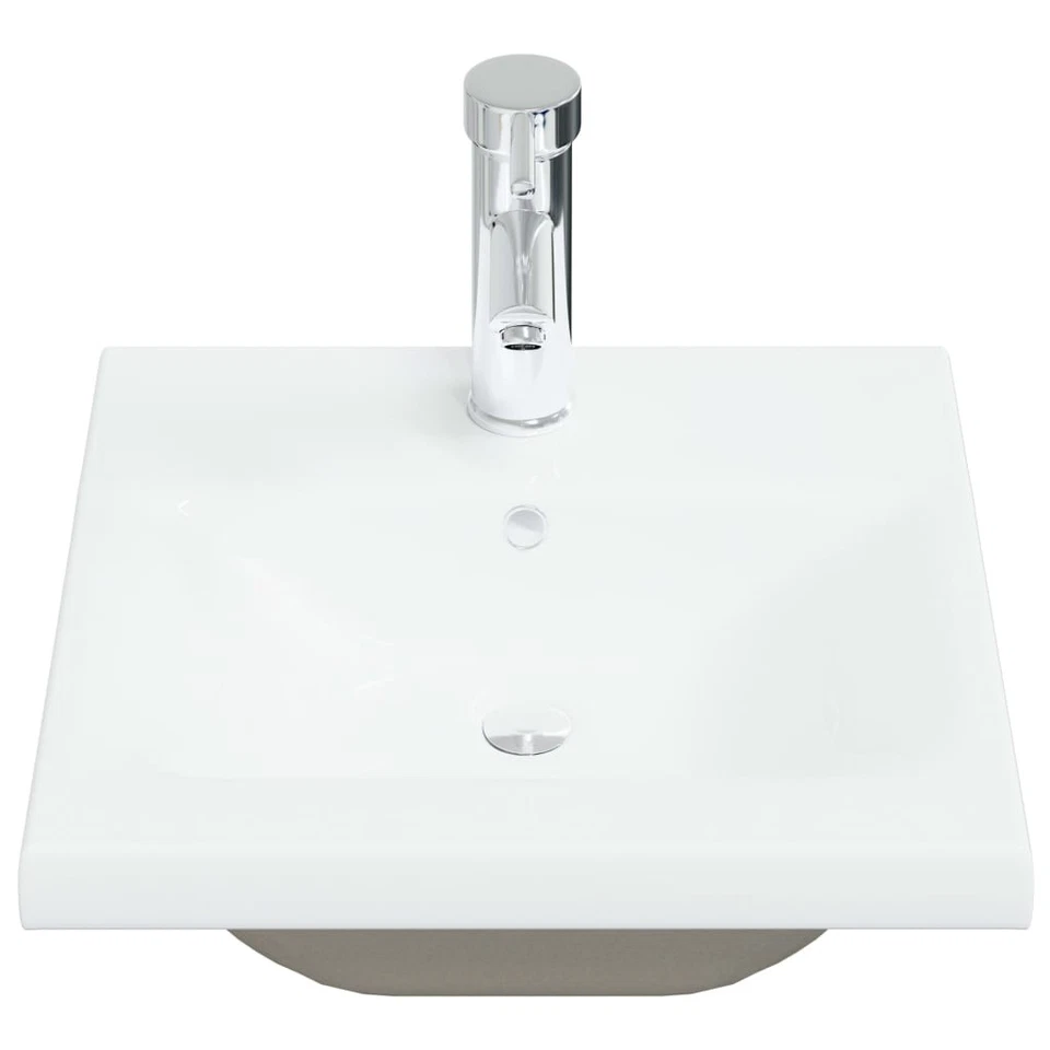 Lavabo empotrado de cerámica blanca con grifo 42x39x18 cm para decoración de baño Foto 3 de 4