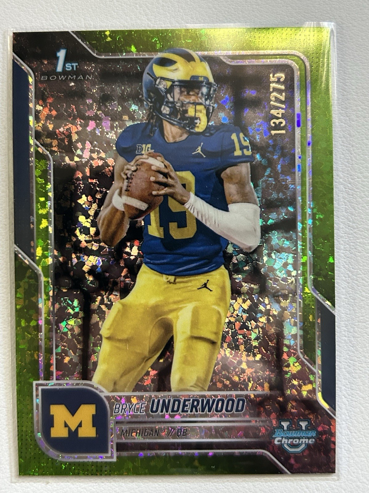 Bryce Underwood 2025 Bowman U Chrome # 196 Lime Green Mini Diamond /275