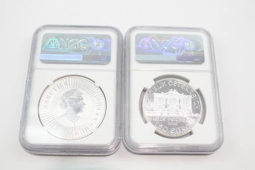 Fine Silver Coins Australia Kangaroo Austria Philharmonic NGC Graded (56g)