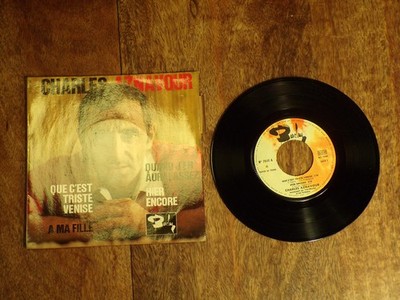 45 T-Charles AZNAVOUR-Que c'est triste Venise-VINYL SINGLE-SP