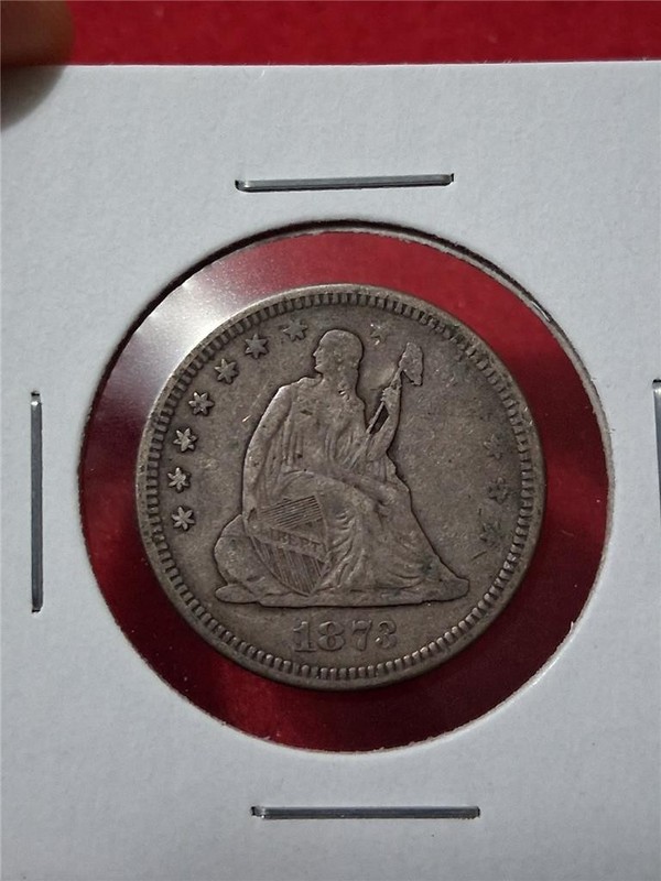 Bag of x1 1873 SEATED LIBERTY CIRCULATED 90% SILVER QUATER          #MF-4234