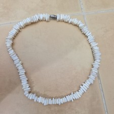White Puka Shell Surfer Necklace 16 in