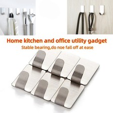 Silvery stainless steel Self Adhesive Strong Sticky Removable Wall Door Hooks UK