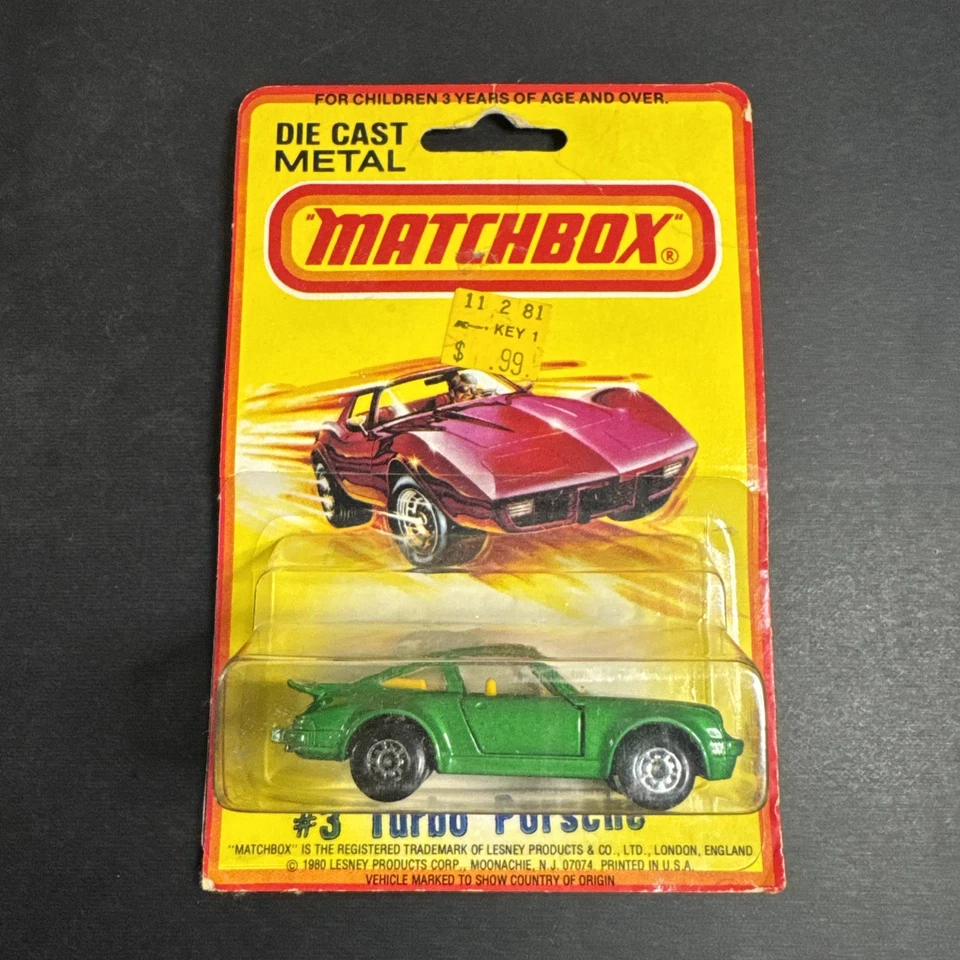 Matchbox Superfast No 3 Porsche Turbo Darker Green Gloss Black Base USA Blister - Image 2 of 4