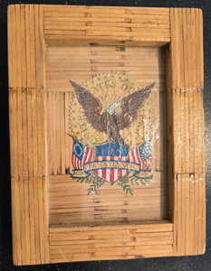 Vintage Jail House Art, Matchstick Picture Frame, Patriotic, Bicentennial