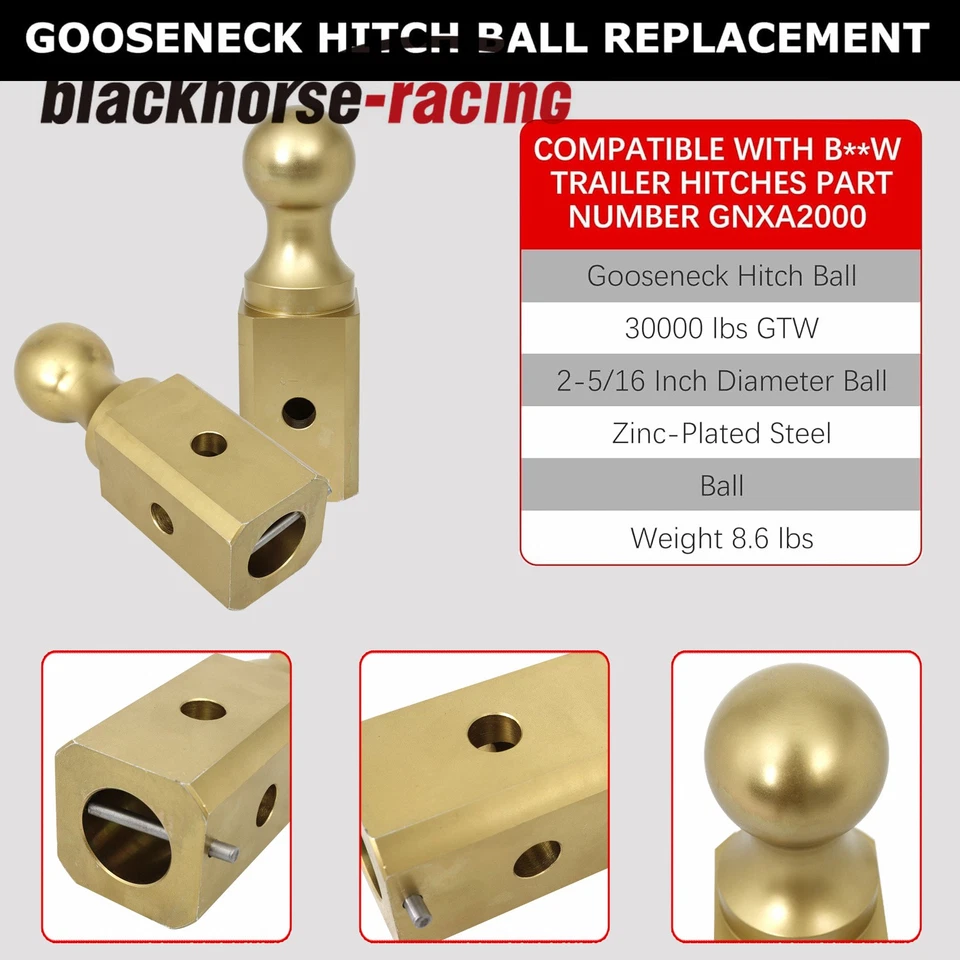 GNXA2000 Gooseneck Ball Hitch Turn Over Ball 2-5/16” fits B&W Trailer Hitches - Image 3 of 4