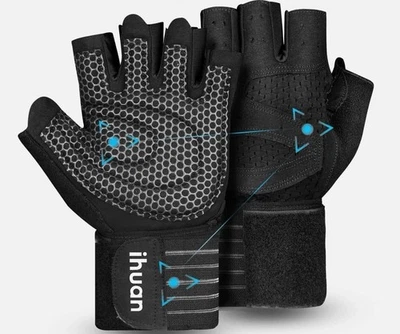 IHAUN ihuan belüftete Gewichtheben Fitnessstudio Trainingshandschuhe mit Handgelenkbandage - KLEIN