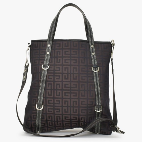 Givenchy Nylon Logo 2WAY Tote Bag Brown Pre-owned From Japan